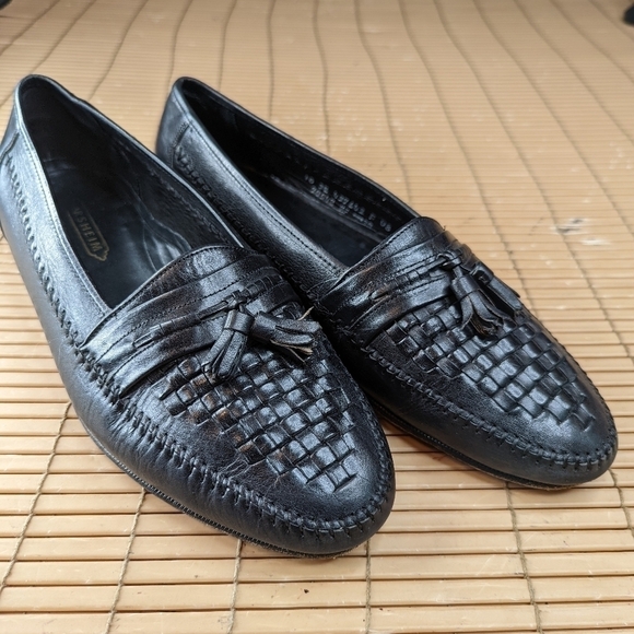 Florsheim Woven Vamp Tassel Leather Loafers men's sz 10 EEE Black Dress Shoes Ca - Picture 3 of 11